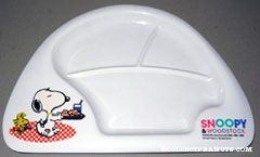 Snoopy & Woodstock carrying food trays Plastic Partitioned Plate