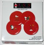 Snoopy & Woodstock Christmas scenes Red Ceramic Dessert Plates