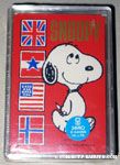 Snoopy walking next to flags Playing Cards