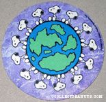 Snoopy sitting on Globe Pog Mat