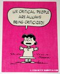 Lucy 'We critical people are always being criticized' Postcard