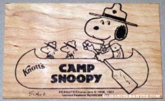 Knott's Camp Snoopy Wooden Postcard