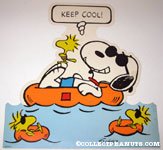 Snoopy Joe Cool & Woodstock floating in pool 'Keep Cool' Poster