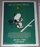 Snoopy serving tennis ball Metlife Magazine Ad