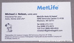 Snoopy Metlife Business Card