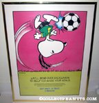 Snoopy kicking soccer ball Metlife Poster