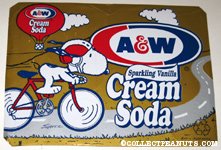 Snoopy riding bike A&W Cream Soda Box Side