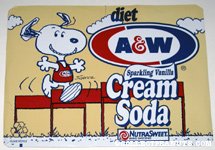 Snoopy running A&W Diet Cream Soda Box Side