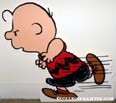 Charlie Brown running to kick Football Cut-out Display