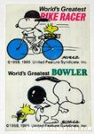 Snoopy World's Greatest Bike Racer and Bowler Glass Decal