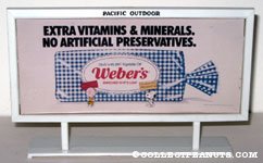 Snoopy and Charlie Brown holding signs Weber's Bread Billboard Mockup 