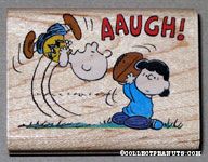 Lucy pulling Football from Charlie Brown Rubber Stamp