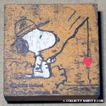Snoopy fishing with heart Rubber Stamp