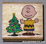 Charlie Brown with Christmas tree Rubber Stamp
