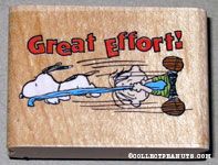 Snoopy stealing Linus' blanket 'Great Effort' Rubber Stamp