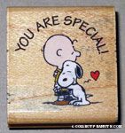 Snoopy hugging Charlie Brown 'You are special' Rubber Stamp