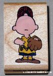Charlie Brown looking up wearing baseball uniform Rubber Stamp