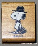 Snoopy wearing bowler hat and briefcase Rubber Stamp