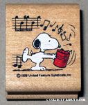 Snoopy catching musical notes in a bucket Rubber Stamp