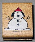 Snoopy Snowman Rubber Stamp