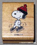 Snoopy ice skating Rubber Stamp