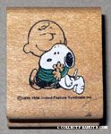 Charlie Brown hugging Snoopy Rubber Stamp