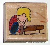 Schroeder at piano Rubber Stamp