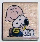 Charlie Brown hugging Snoopy Rubber Stamp