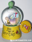 Charlie Brown with Snoopy in Mailbox 'You take the Cake' Snowglobe