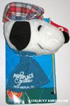 Stuffed Snoopy wearing plaid hat