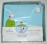 Snoopy & Woodstock on doghouse in the rain Stationery