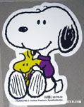 Snoopy with Woodstock in his lap Sticker