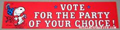 Snoopy dancing 'Vote for the party of your choice' Bumper Sticker