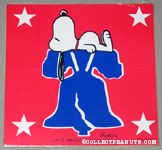 Snoopy laying on liberty bell Sticker