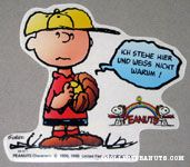 Charlie Brown in baseball game 'Ich Stehe Hier Und Weiss Nicht Warum' Sticker