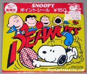 Snoopy catching football with Peanuts gang cheerleaders Sticker