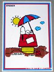 Snoopy on doghouse at beach Sticker Postcard