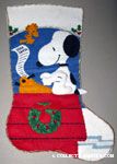 Snoopy typing letter to Santa with Woodstock Felt Stocking
