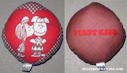 Peppermint Patty kissing Charlie Brown 'First Kiss' Mini Pillow