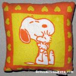 Snoopy hugging Woodstock Mini Pillow