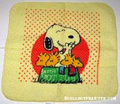 Snoopy & Woodstocks in dog dish 'Hot Tub' Washcloth