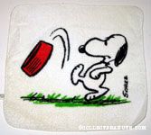 Snoopy kicking dog dish Washcloth