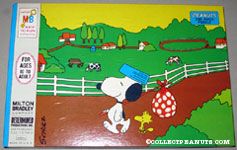 Snoopy with Hobo Pack and Woodstock walking next to farm field Puzzle