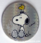 Woodstock sitting on Snoopy's head pog