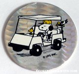 Snoopy & Woodstock in golf cart pog