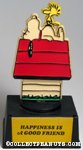 Snoopy & Woodstock on doghouse 'Happiness is a good friend' Trophy