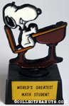 Snoopy at desk 'World's Greatest Math Student' Trophy