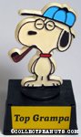 Snoopy at desk 'Snoopy with pipe and cap 'Top Grampa' Trophy