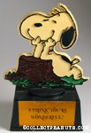 Snoopy leaning on tree stump 'I think you're wonderful' Trophy