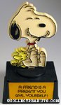 Snoopy & Woodstock laughing 'A friend is a present you give yourself' Trophy